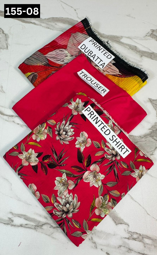 VOL 155 | DS 08 | DIGITAL PRINTED BANADORA LINEN 3PC LINEN DUPATTA