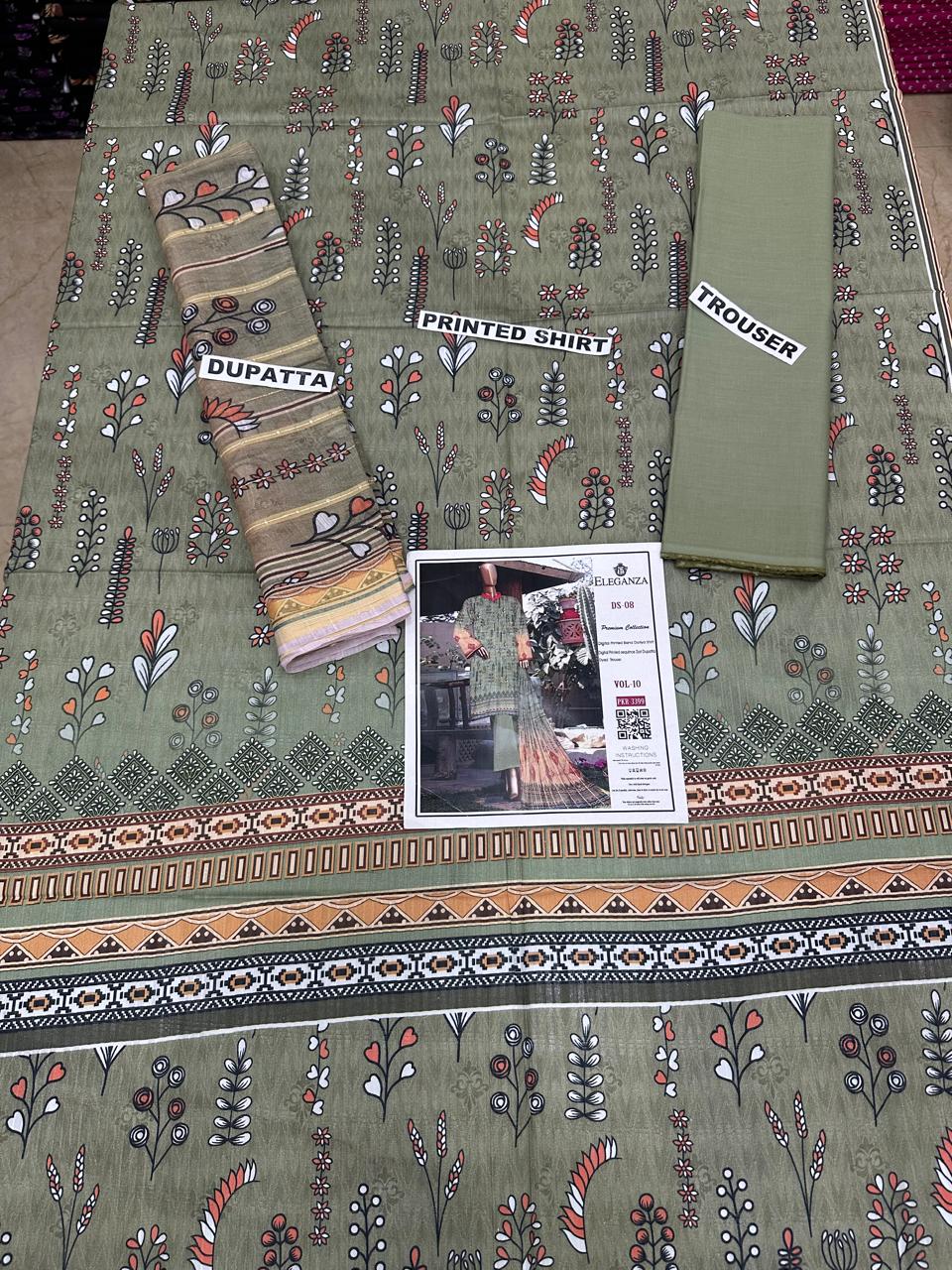 VOL 10 | DS 08 | DIGITAL PRINTED BANA DORIYA  LAWN 3PC