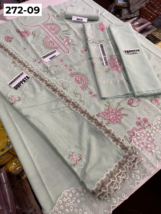 VOL 272 | DS 09 | DHANAK CHAMKI LUXURY EMBROIDERY 3PC