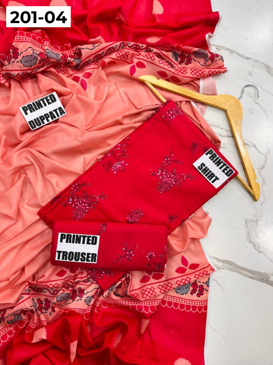 VOL 201 | DS 04 | DIGITAL PRINTED BANADORA LAWN 3PC VOIL LAWN DUPATTA