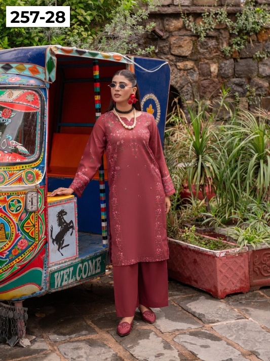 VOL 257 | DS 28 | PRINTED HIT CODES LAWN 2PC | DIGITAL PRINTED LAWN SHIRT, PLAIN COTTON TROUSER