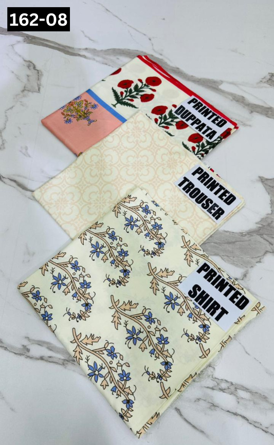 VOL 162 | DS 08 | DIGITAL PRINTED LINEN 3PC LINEN DUPATTA