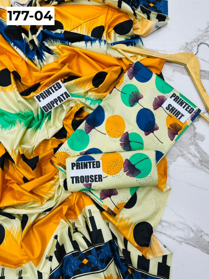 VOL 177 | DS 04 | DIGITAL PRINTED LINEN 3PC LINEN DUPATTA