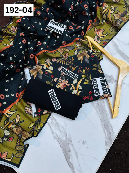 VOL 192 | DS 04 | DIGITAL PRINTED KHADDAR 3PC DYED TROUSER