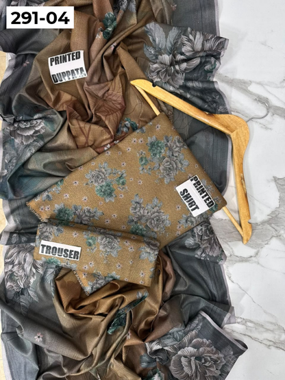 VOL 291 | DS 04 | PREMIUM CORDUROY DHANAK WINTER COLLECTON - DIGITAL PRINTED 3 PIECE SUIT | PRINTED ALLOVER SHIRT & TROUSER | PRINTED DUPATTA