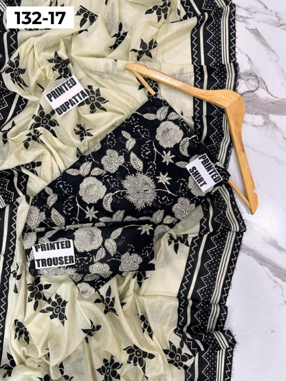 VOL 132 | DS 17 | DIGITAL PRINTED BANADORA LAWN 3PC VOIL LAWN DUPATTA