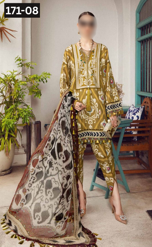 VOL 171 | DS 08 | DIGITAL PRINTED KARANDI 3PC FANCY KARANDI SHAWL
