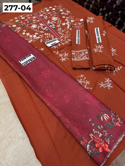 VOL 277 | DS 04 | DHANAK EMBROIDERED WOOL SHAWL 3PC