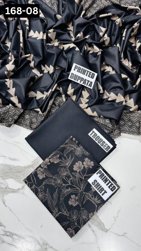 VOL 168 | DS 08 | DIGITAL PRINTED DHANAK 3PC DYED TROUSER DHANAK DUPATTA