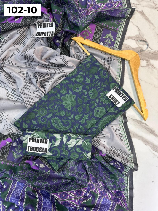 VOL 102 | DS 10 | DIGITAL PRINTED TANA DORA LAWN 3PC VOIL LAWN DUPATTA