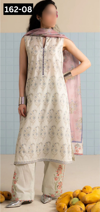 VOL 162 | DS 08 | DIGITAL PRINTED LINEN 3PC LINEN DUPATTA