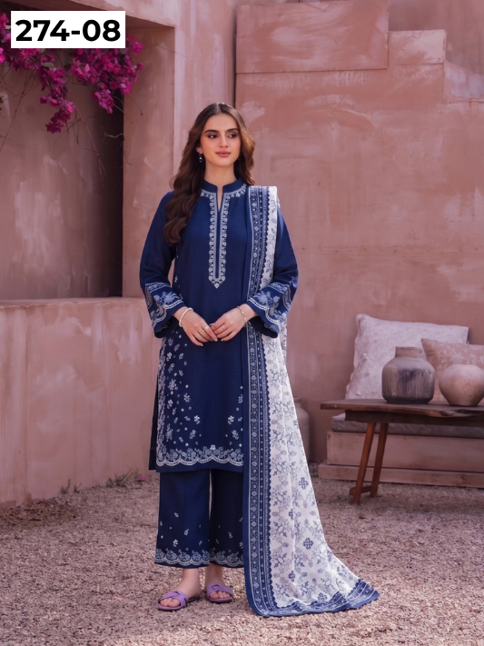 VOL 274 | DS 08 | NIRVANA BY SHANAYA | DIGITAL PRINTED 3PC STONE LINEN SHIRT, PRINTED TROUSER, PRINTED STONE LINEN DUPATTA