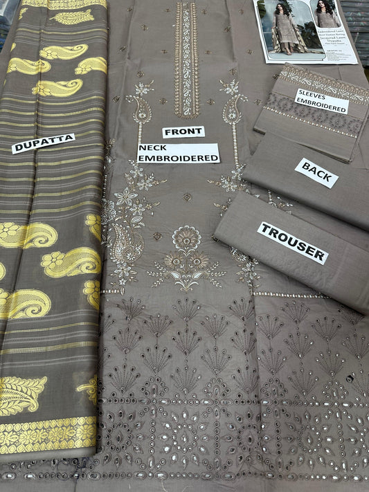 EMBROIDERY LAWN 3PC JACQUARD DUPATTA | DS 08 | LAWN