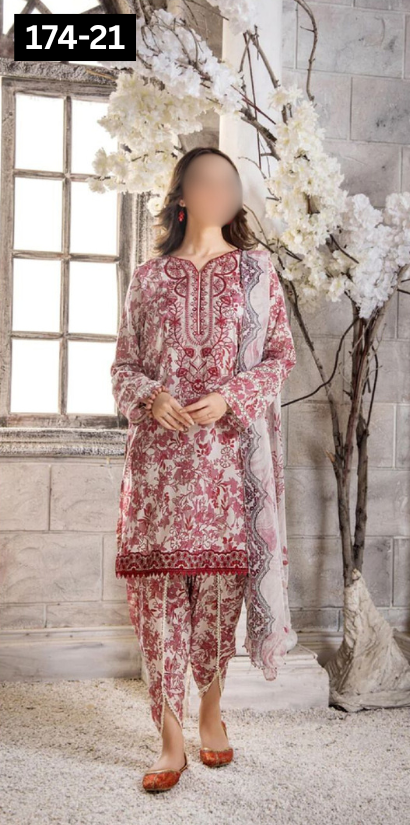 VOL 174 | DS 21 | DIGITAL PRINTED BANA DORA DHANAK 3PC DHANAK BANA DORA DUPATTA