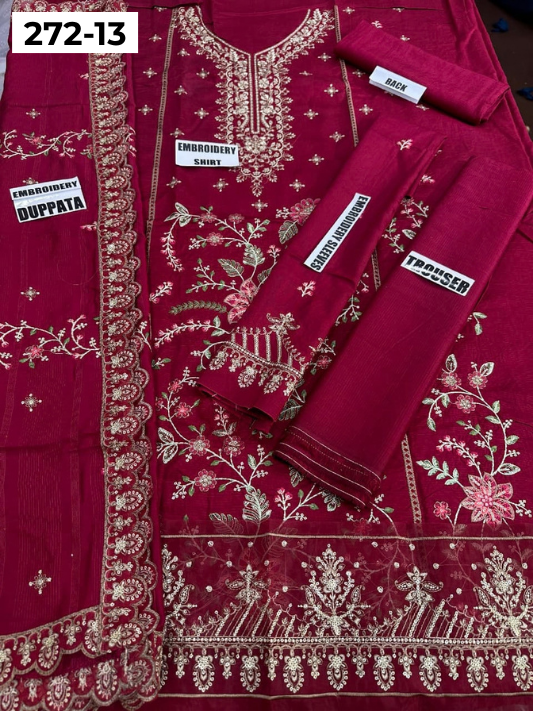 VOL 272 | DS 13 | VISCOS SLUB EMBROIDERY 3PC