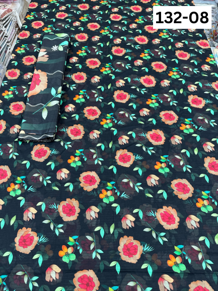 VOL 132 | DS 08 | DIGITAL PRINTED BANADORA LAWN 3PC VOIL LAWN DUPATTA
