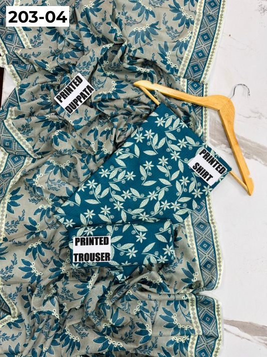 VOL 203 | DS 04 | DIGITAL PRINTED BANADORA LAWN 3PC VOIL LAWN DUPATTA