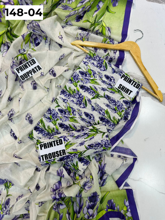 VOL 148 | DS 04 | DIGITAL PRINTED LAWN 3PC VOIL LAWN DUPATTA
