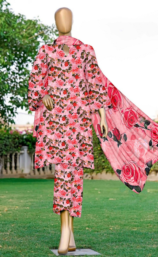 VOL 144 | DS 08 | DIGITAL PRINTED LAWN 3PC VOIL LAWN DUPATTA