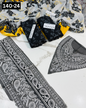 VOL 140 | DS 24 | DIGITAL PRINTED BANADORA LAWN 3PC | VOIL LAWN DUPATTA | EMBROIDERED ORAGANZA PATCHES