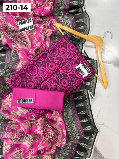 VOL 210 | DS 14 | SAPPHIRE LAWN 3PC DIGITAL PRINTED LAWN SHIRT VOIL LAWN DUPATTA DYED TROUSER