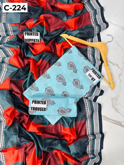 MIRHA LAWN DIGITAL PRINTED 3PC | DS C224 |