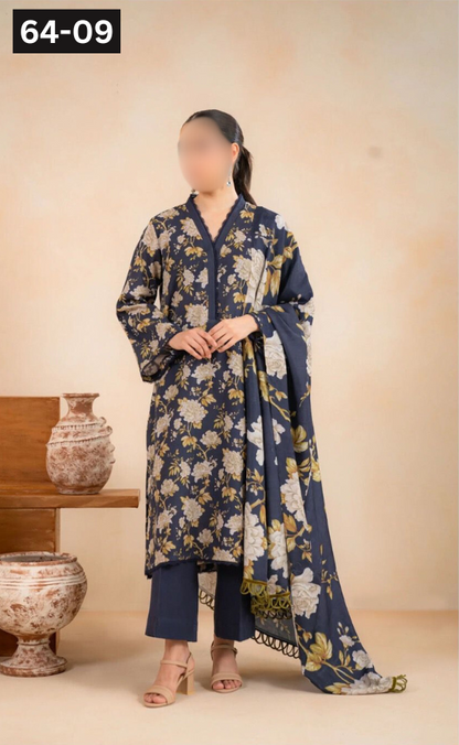 VOL 64 | DS 09 | DIGITAL PRINTED KHADDAR 3PC KHADDAR DUPATTA