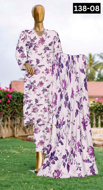 VOL 138 | DS 08 | DIGITAL PRINTED LAWN 3PC VOIL LAWN DUPATTA