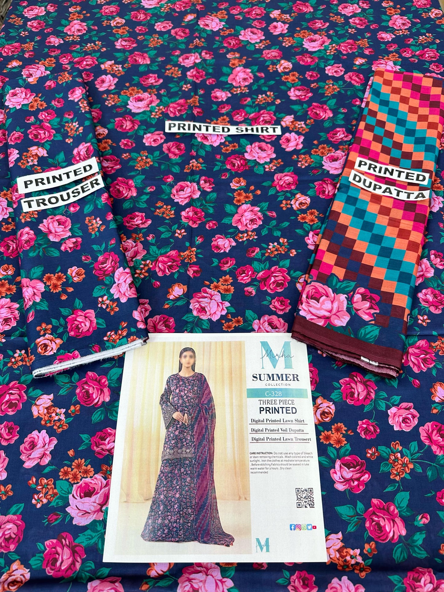 MIRHA | DS C328 | DIGITAL PRINTED LAWN 3PC