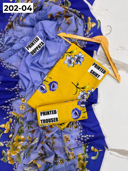 VOL 202 | DS 04 | DIGITAL PRINTED BANADORA LAWN 3PC VOIL LAWN DUPATTA