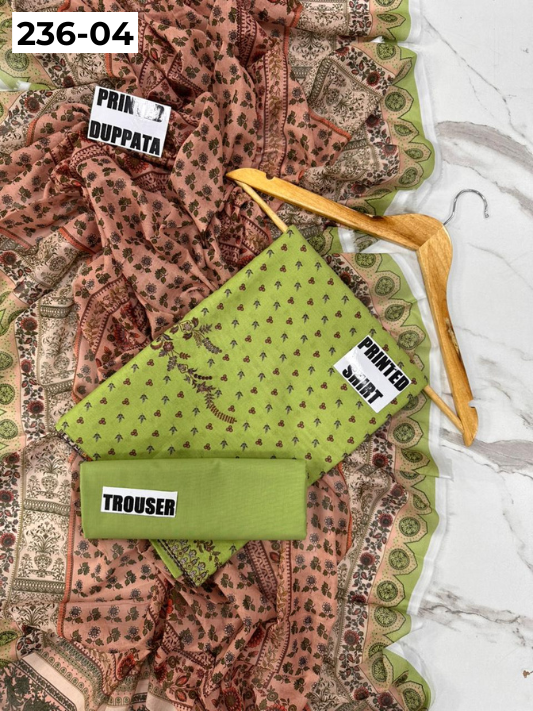 VOL 236 | DS 04 | MAUSUMMERY LAWN | DIGITAL PRINTED 3PC LAWN SHIRT PLAIN TROUSER PRINTED VOIL DUPATTA