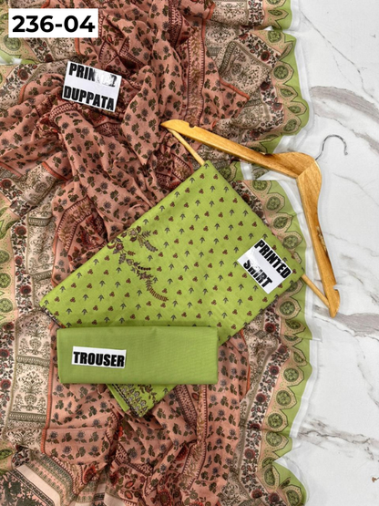 VOL 236 | DS 04 | MAUSUMMERY LAWN | DIGITAL PRINTED 3PC LAWN SHIRT PLAIN TROUSER PRINTED VOIL DUPATTA