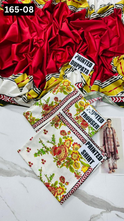 VOL 165 | DS 08 | DIGITAL PRINTED LINEN 3PC LINEN DUPATTA