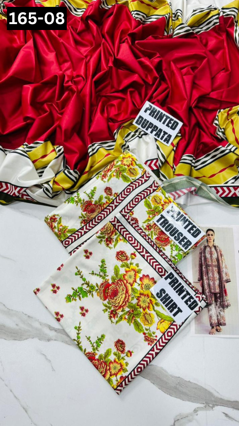 VOL 165 | DS 08 | DIGITAL PRINTED LINEN 3PC LINEN DUPATTA