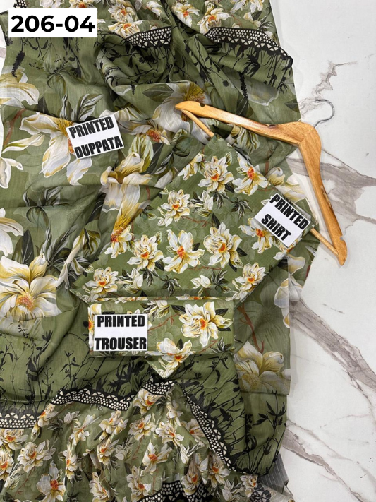 VOL 206 | DS 04 | DIGITAL PRINTED TANADORA LAWN 3PC VOIL LAWN DUPATTA