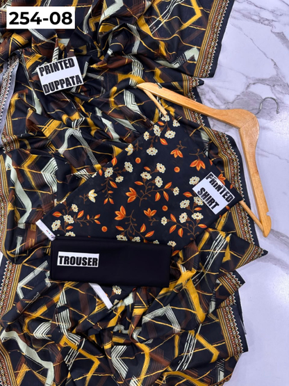 VOL 254 | DS 08 | Mirha LAWN | DIGITAL PRINTED LAWN 3PC PRINTED LAWN SHIRT PLAIN TROUSER PRINTED LAWN DUPATTA