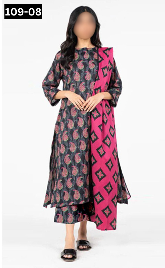 VOL 109 | DS 08 | DIGITAL PRINTED LAWN 3PC VOIL LAWN DUPATTA