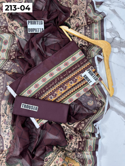 VOL 213 | DS 04 | SHANAYA LAWN DIGITAL PRINTED LAWN SHIRT PLAIN TROUSER VOIL LAWN DUPATTA