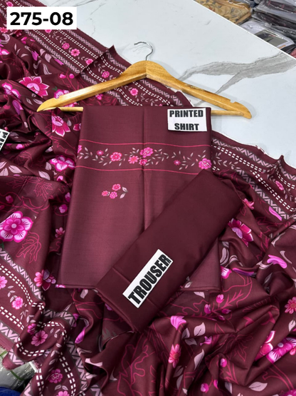 VOL 275 | DS 08 | SHANAYA | DIGITAL PRINTED 3PC STONE LINEN SHIRT, PRINTED TROUSER, PRINTED STONE LINEN DUPATTA