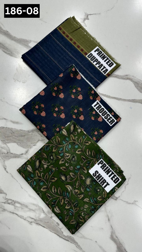 VOL 186 | DS 08 | DIGITAL PRINTED KHADDAR 3PC KHADDAR DUPATTA
