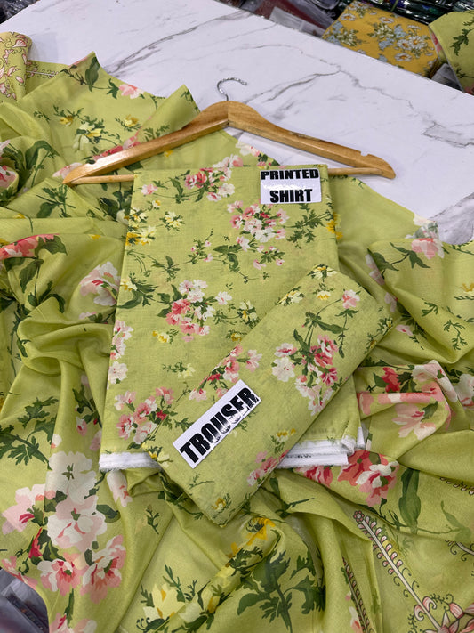VOL 247 | DS 45 | DIGITAL PRINTED LAWN THREE PIECES VOIL LAWN DUPATTA