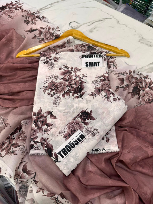 VOL 247 | DS 49 | DIGITAL PRINTED LAWN THREE PIECES VOIL LAWN DUPATTA