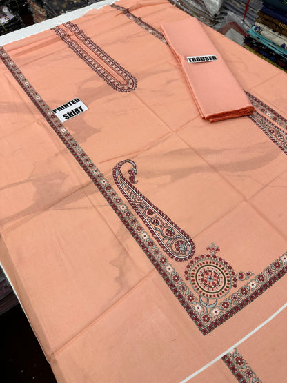 VOL 257 | DS 26 | PRINTED HIT CODES LAWN 2PC | DIGITAL PRINTED LAWN SHIRT, PLAIN COTTON TROUSER