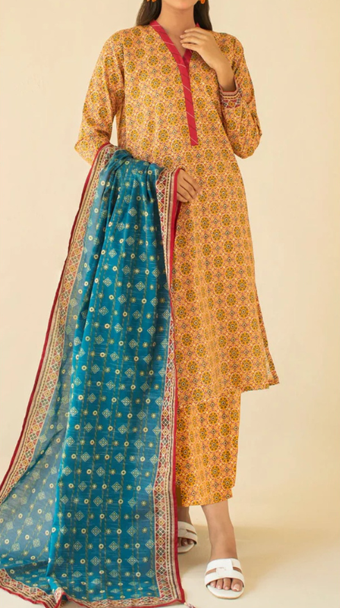 VOL 160 | DS 05 | DIGITAL PRINTED KHADDAR 3PC ZARI KHADDAR DUPATTA