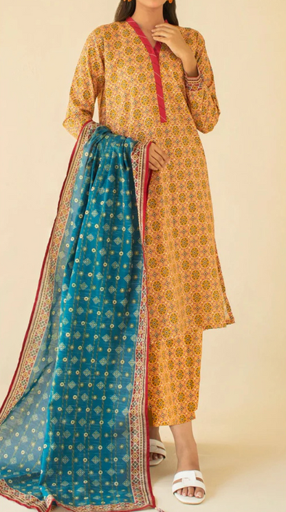 VOL 160 | DS 05 | DIGITAL PRINTED KHADDAR 3PC ZARI KHADDAR DUPATTA