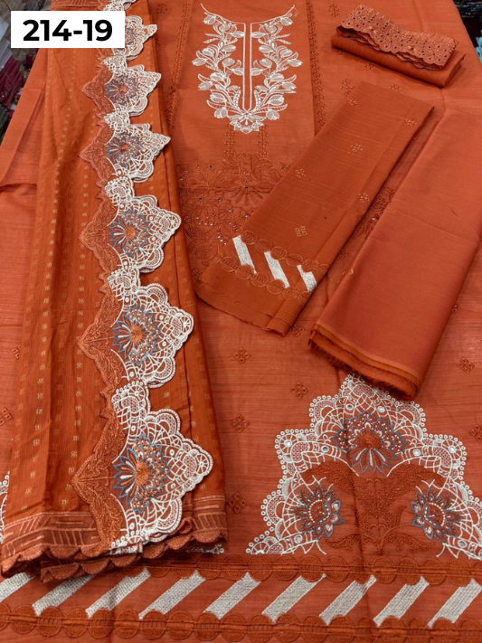 VOL 214 | DS 19 | LAWN LUXURY EMBROIDERED 3PC