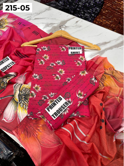 VOL 215 | DS 05 | DIGITAL PRINTED BANADORA LAWN 3PC VOIL LAWN DUPATTA