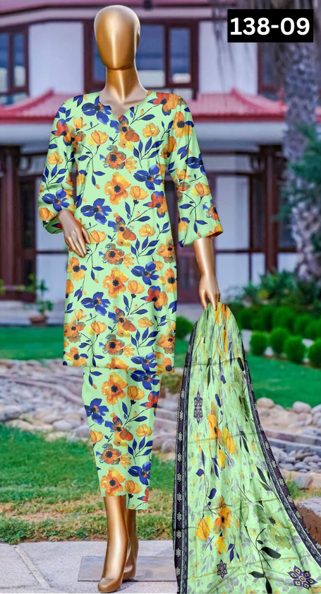 VOL 138 | DS 09 | DIGITAL PRINTED LAWN 3PC VOIL LAWN DUPATTA