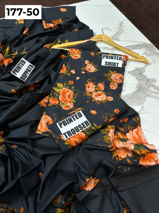 VOL 177 | DS 50 | DIGITAL PRINTED LINEN 3PC LINEN DUPATTA