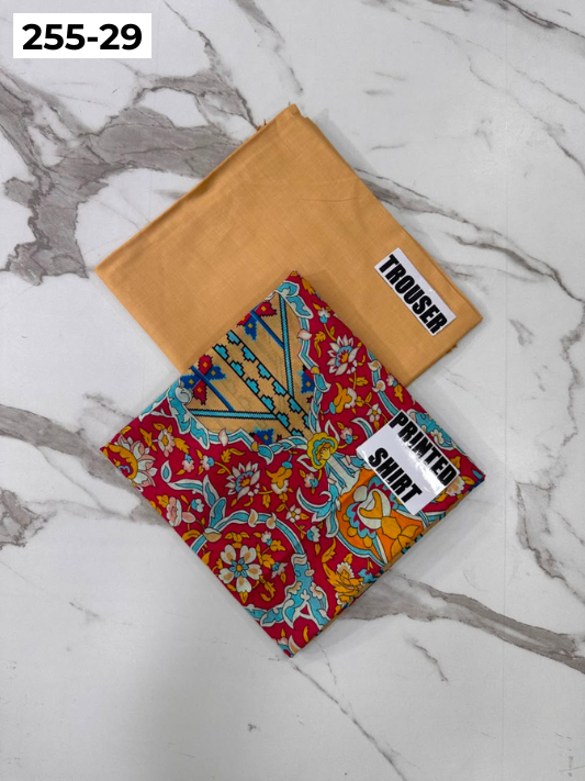 VOL 255 | DS 29 | PRINTED HIT CODES LAWN 2PC | DIGITAL PRINTED LAWN SHIRT PLAIN COTTON TROUSER